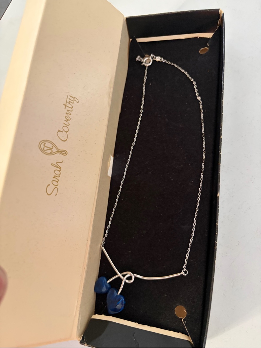 Vintage Sarah Coventry Duo Heart Necklace Silver Tone